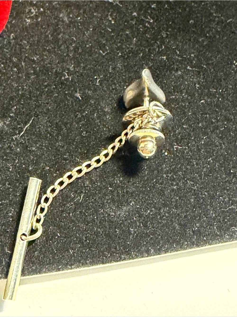 Sterling Silver,Gold Tone Jade Stone Tie Tack Set (2)